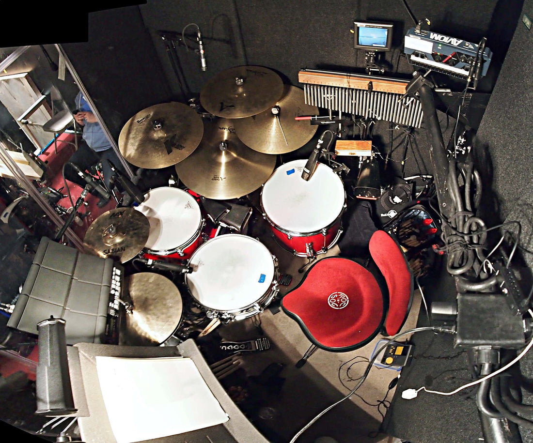 Adam Wolfe's setup for the Off Broadway production of Bunty Berman Presents at The Acorn Theatre in New York City.