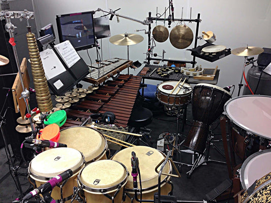 Brian Kilgore's percussion setup for the International Tour of Pippin at the Hollywood Pantages Theatre in Hollywood, California.