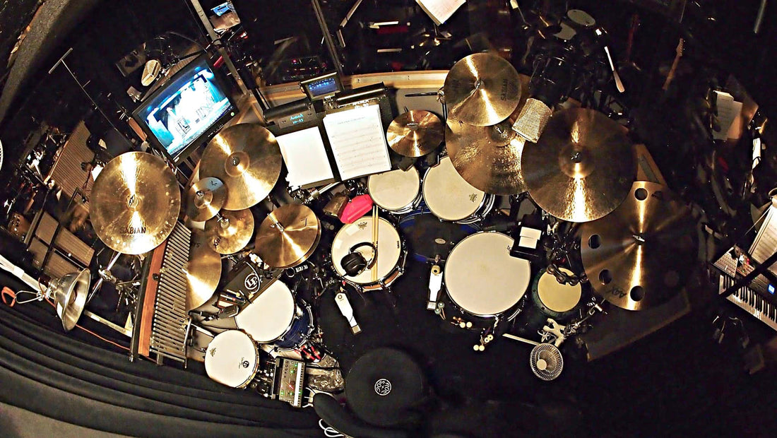 Larry Lelli's drum set setup for the Broadway Revival of Side Show at the St. James Theatre.