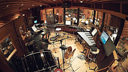 Bill Hayes' percussion setup for the recording session of NBC’s Peter Pan Live at Avatar Studios, in New York City.