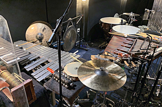 Luke Hubley’s percussion setup for Beauty and the Beast at Theater Under The Stars in Houston Texas.