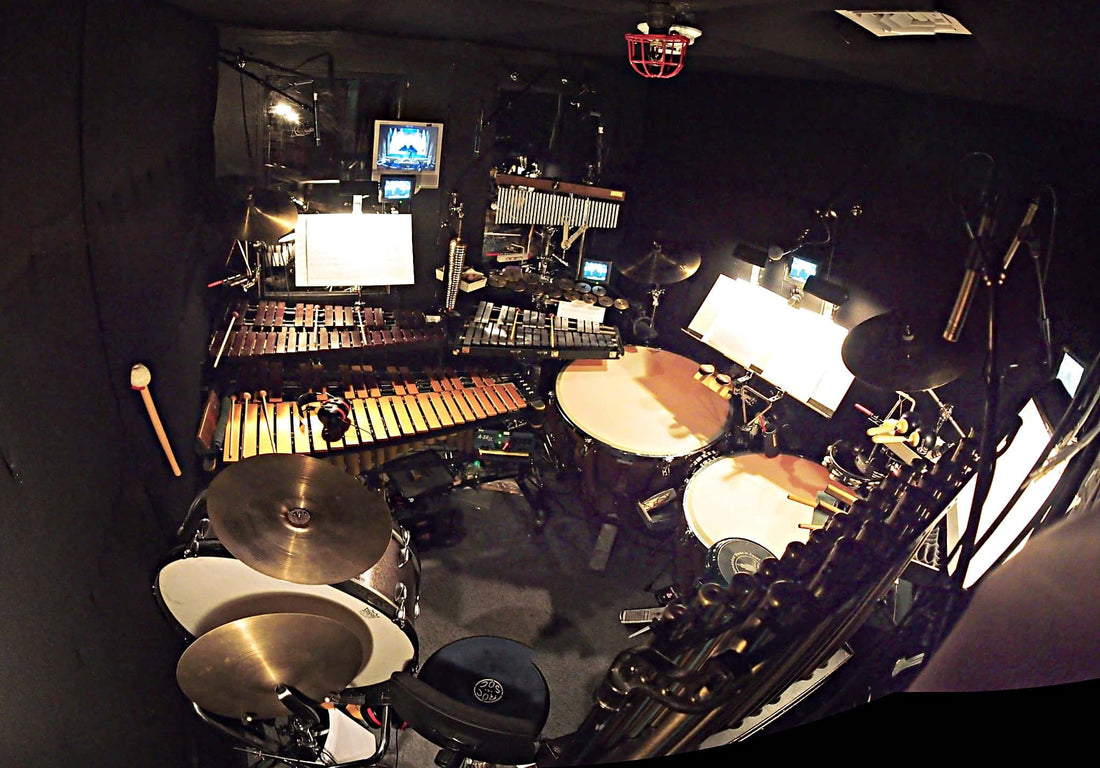 Billy Miller's percussion setup for the Broadway production of Scandalous at the Neil Simon Theatre.