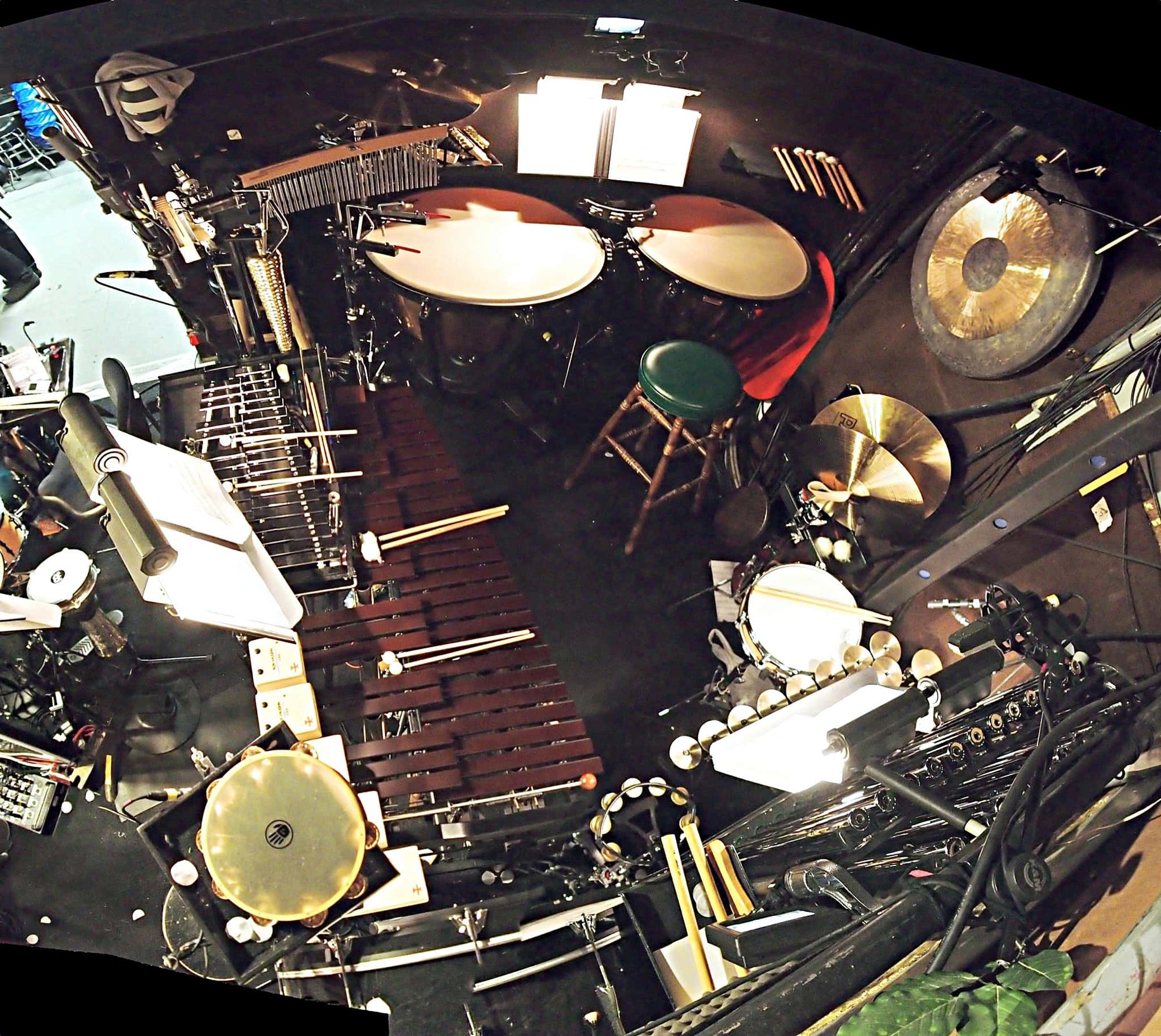 Bill Hayes' percussion setup for the Broadway production of Cinderella at the Broadway Theatre.