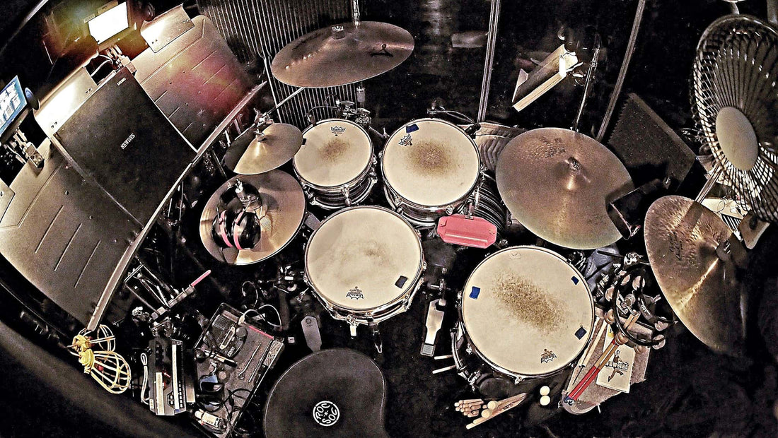 Paul Davis' setup for the Broadway production of Newsies at the Nederlander Theatre.