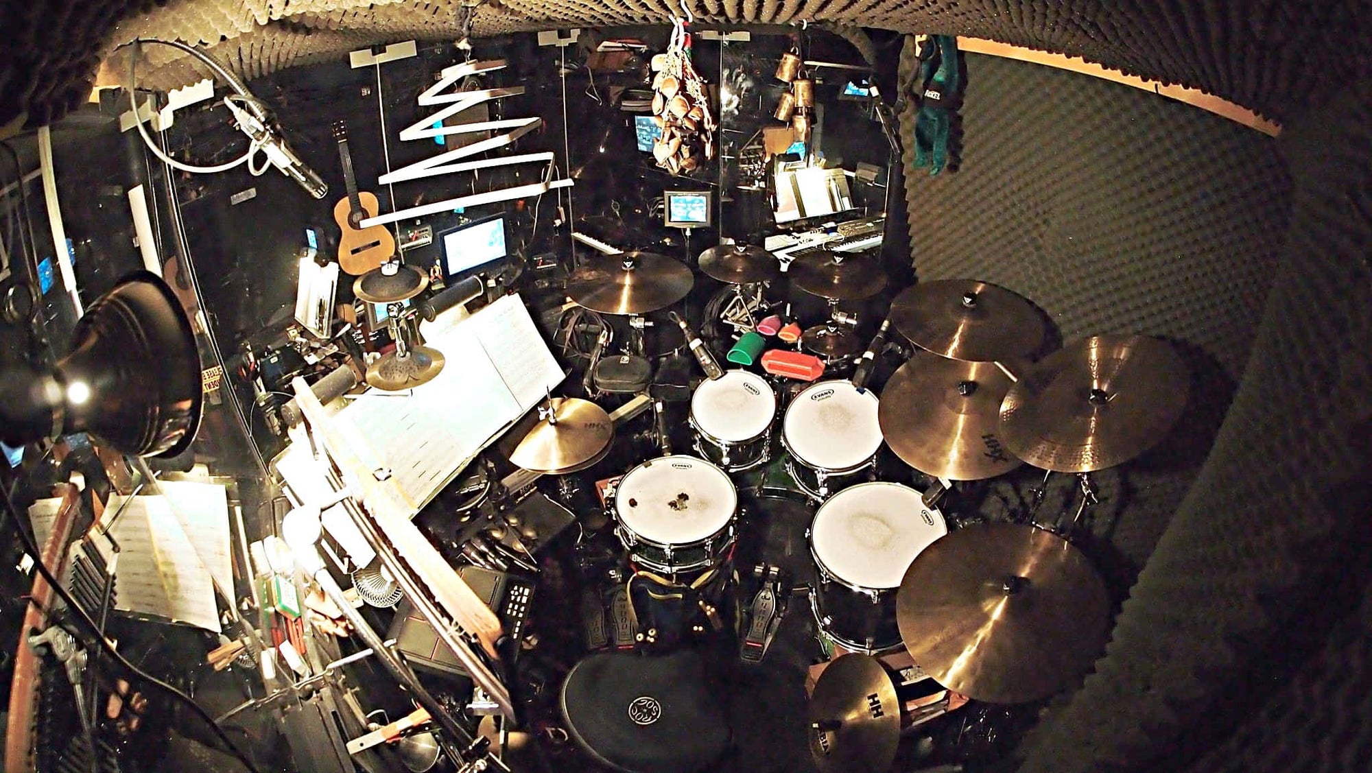 Matt Vander Ende's drum set setup for the currently running Broadway production of Wicked at the Gershwin Theatre.