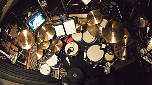 Larry Lelli's drum set setup for the Broadway Revival of Side Show at the St. James Theatre.