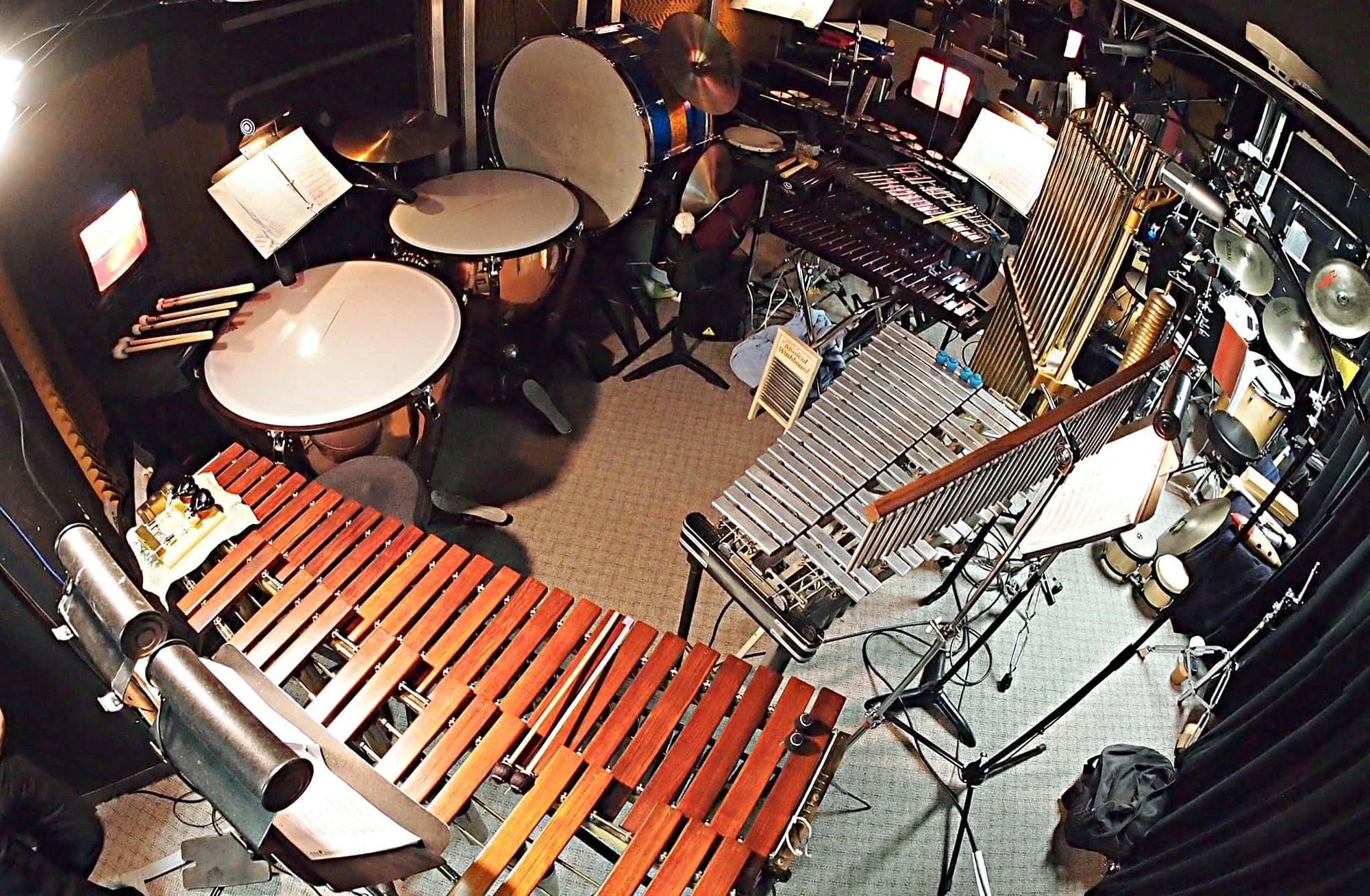 Alec Wilmart's percussion setup for Mary Poppins at the Village Theatre in Everett, Washington.