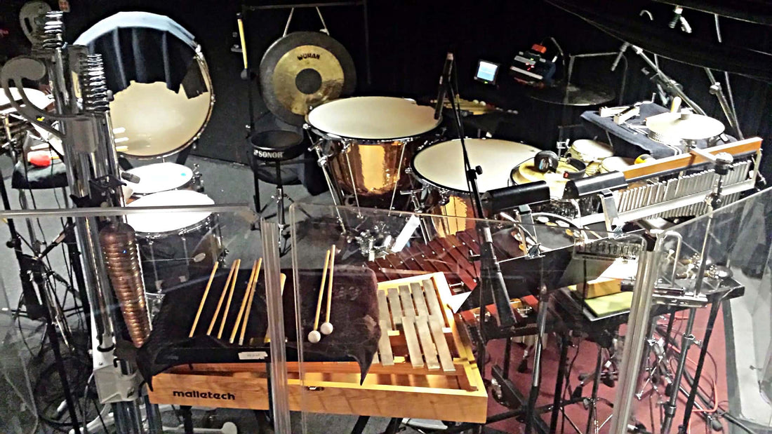 Scott Elford's percussion setup for Newsies at the Fox Cities Performing Arts Center in Appleton, Wisconsin.