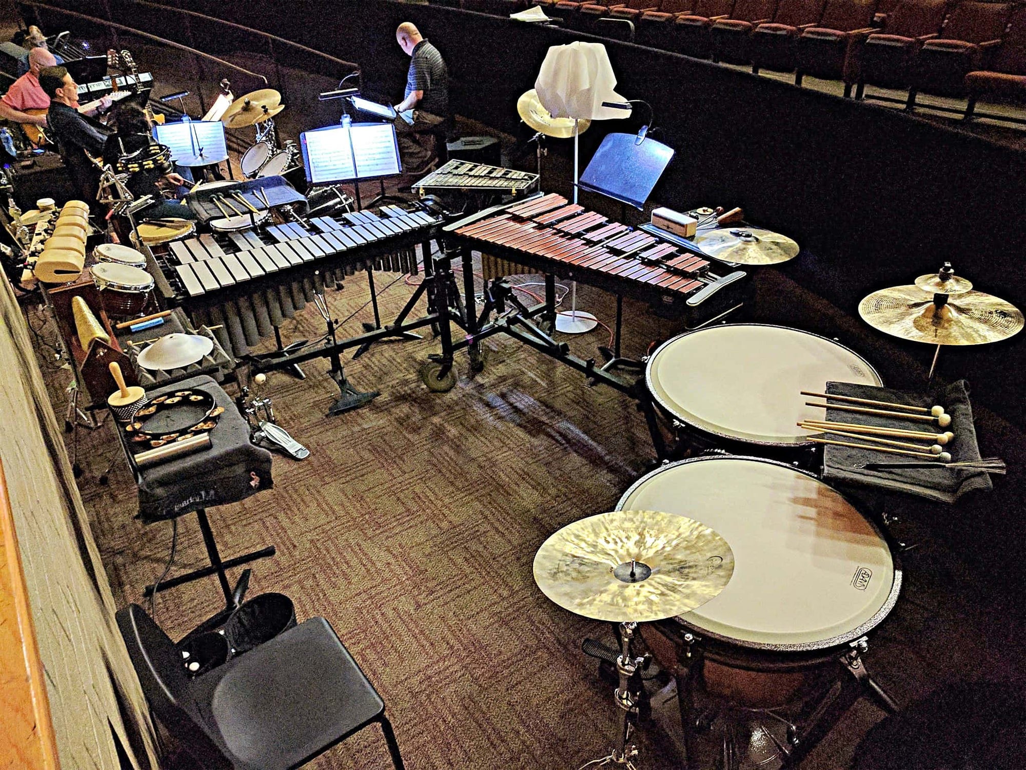 Michael Dooley’s percussion setup for Pippin at Heritage High School in Frisco, Texas. This is the 2006 MTI version.