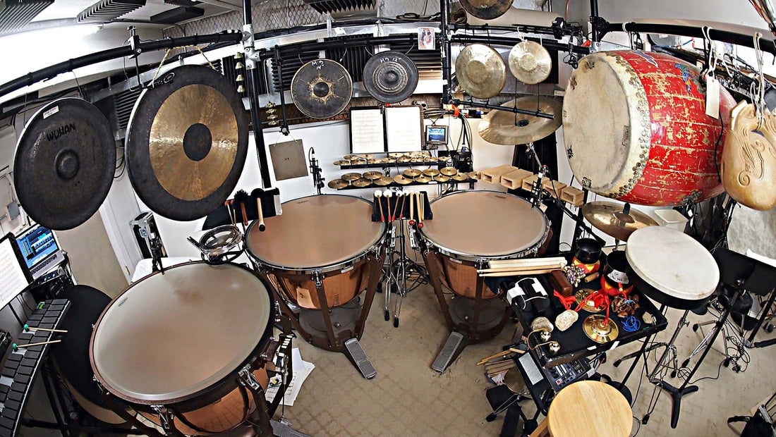 Chihiro Shibayama's percussion setup for the 2017-2018 Broadway revival of Miss Saigon at the Broadway Theatre.