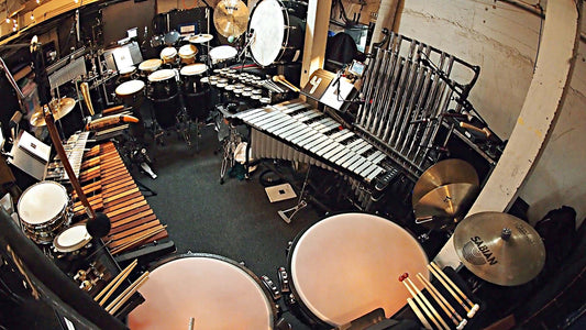 Joshua Mark Samuels’ percussion setup for the North American tour of Aladdin at the Paramount Theatre in Seattle, Washington.