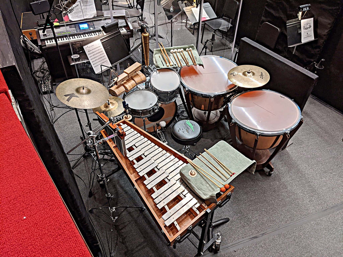 Austin Shoupe's setup for Cinderella: Enhanced Edition at the Corson Auditorium in Interlochen, Michigan.