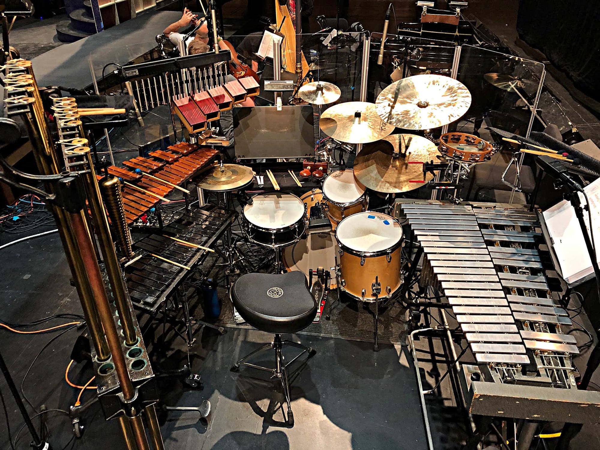 Matt Ordaz's setup for A Grand Night For Singing at the Richard and Karen Carpenter Center in Long Beach, California.