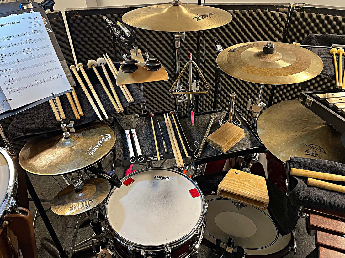 Laura Hamel's drum and percussion setup from the National Tour of My Fair Lady.