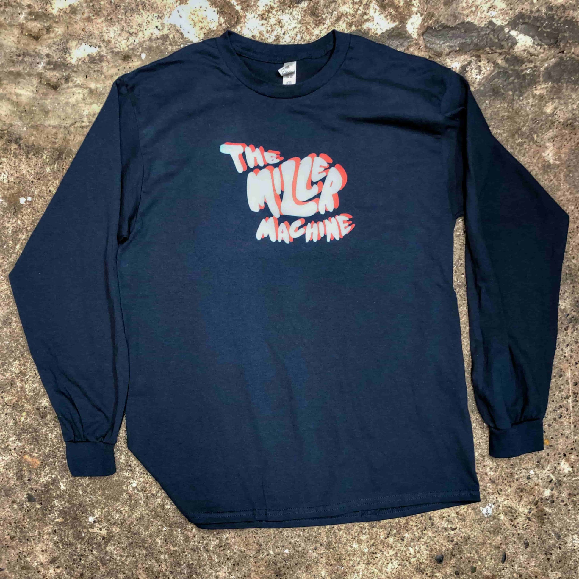 Photo of "The Miller Machine" Faux 3D long sleeved t-shirt in color navy