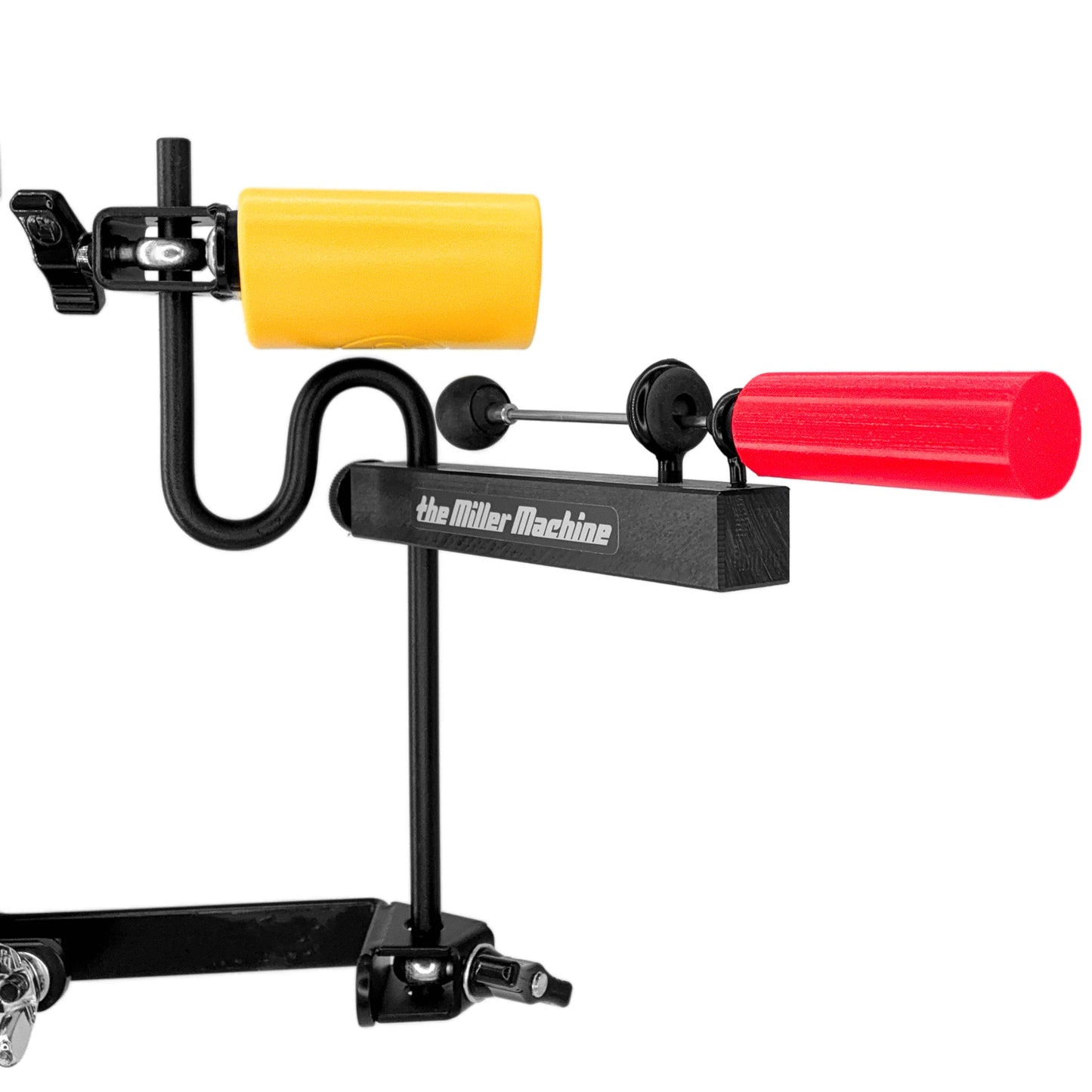 Photo of Block Machine mounted on a stand with a yellow LP Blast Block.