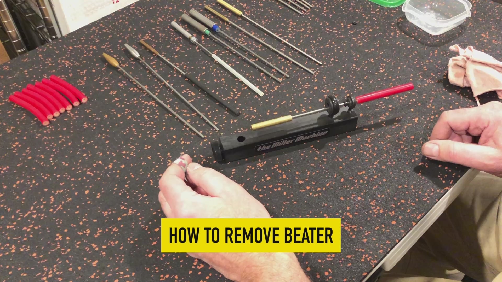 Load video: Video showing how to remove a triangle beater from The Miller Machine.